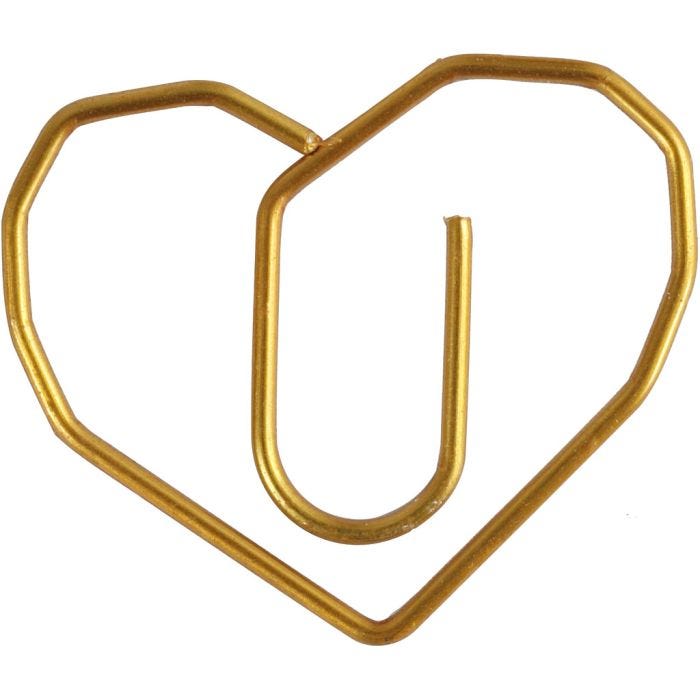 Trombones, coeur, dim. 30x20 mm, or, 6pièces/ 1 Pq.