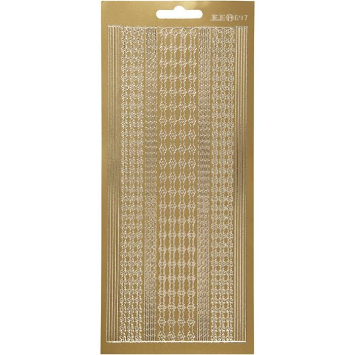 Autocollants, bordures, feuille 10x23 cm, or, 1 flles