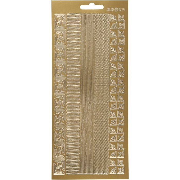 Autocollants, bordures, feuille 10x23 cm, or, 1 flles