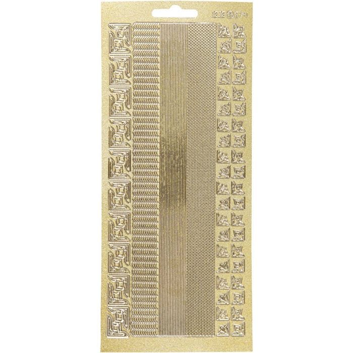 Autocollants, bordures, feuille 10x23 cm, or, 1 flles