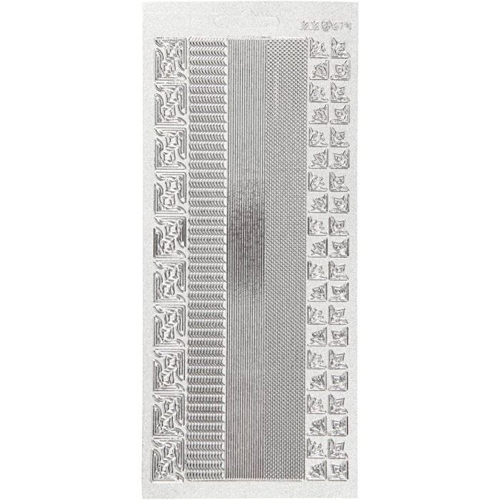 Autocollants, feuille 10x23 cm, argent, 1 flles