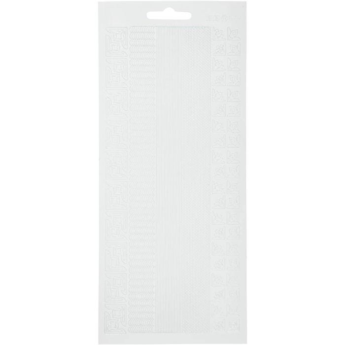Autocollants, bordures, feuille 10x23 cm, blanc, 1 flles