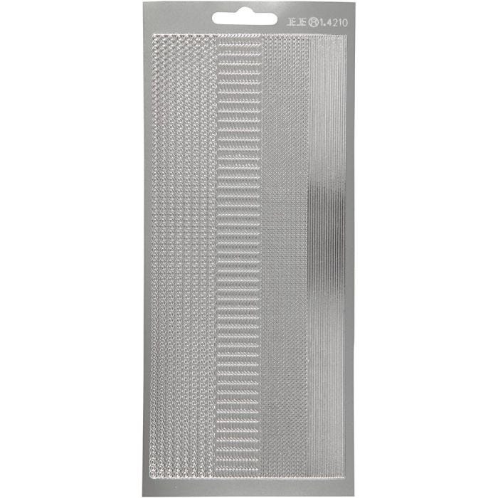 Autocollants, bordures, 10x23 cm, argent, 1 flles