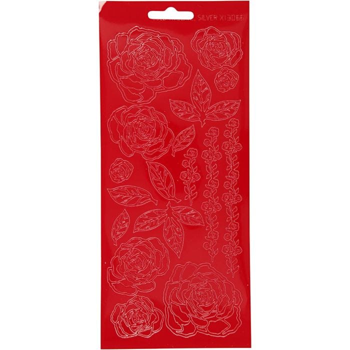 Autocollants, feuille 10x23 cm, rouge, 1 flles