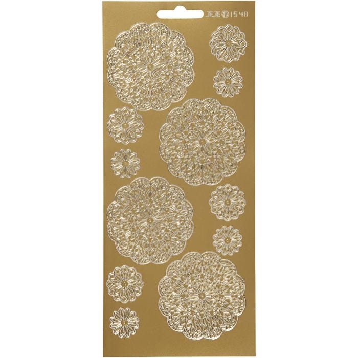 Autocollants, fleurs, feuille 10x23 cm, or, 1 flles