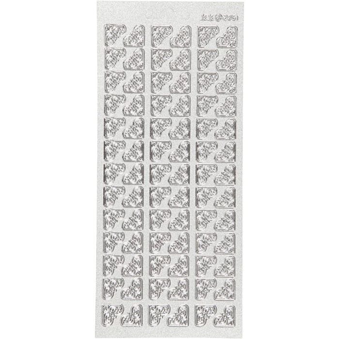 Autocollants, coins, feuille 10x23 cm, argent, 1 flles