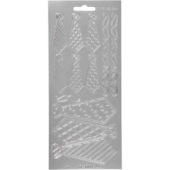 Autocollants, cravetes, feuille 10x23 cm, argent, 1 flles