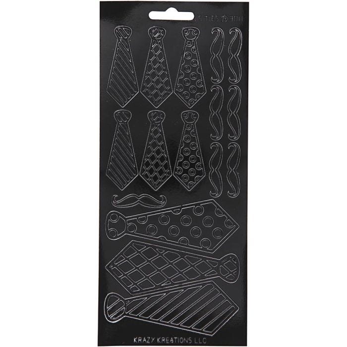 Autocollants, cravates, feuille 10x23 cm, noir, 1 flles