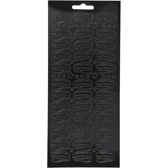Autocollants, chapeau, feuille 10x23 cm, noir, 1 flles