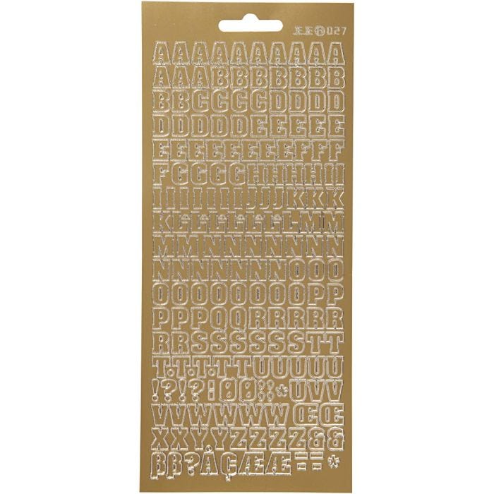 Autocollants, alphabet, 10x23 cm, or, 1 flles