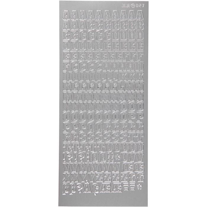 Autocollants, alphabet, feuille 10x23 cm, argent, 1 flles