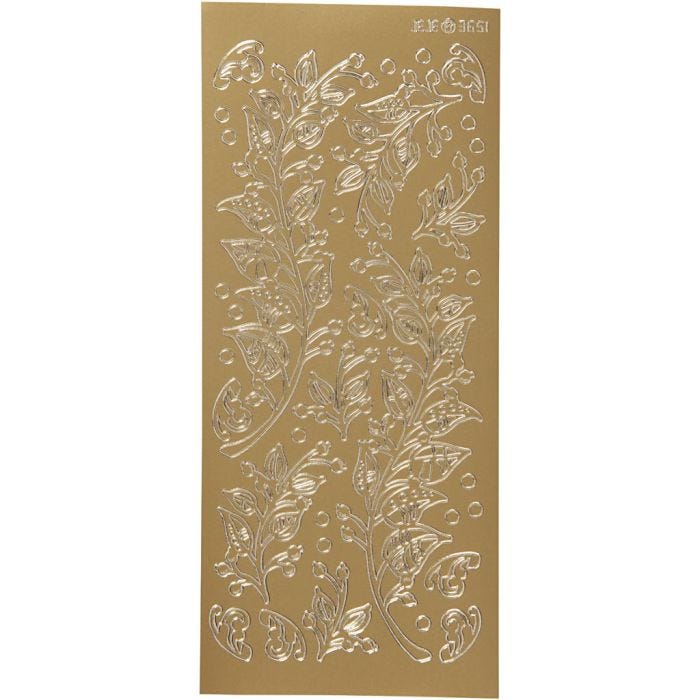 Autocollants, feuilles, feuille 10x23 cm, or, 1 flles
