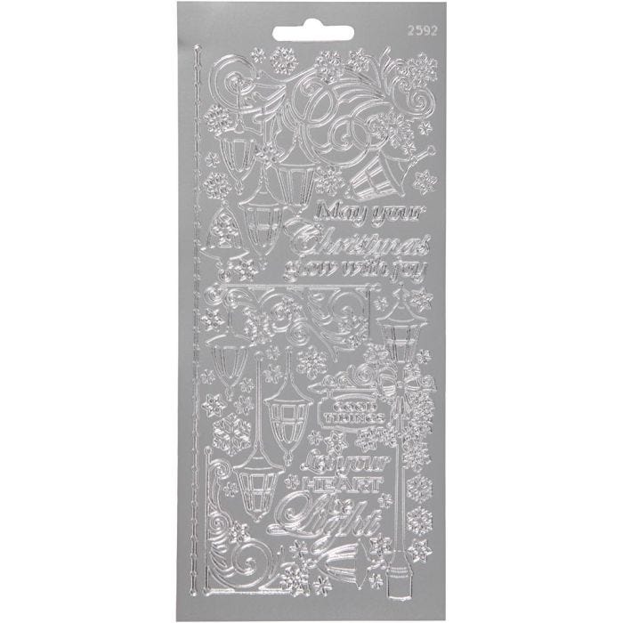 Autocollants, lanternes, feuille 10x23 cm, argent, 1 flles