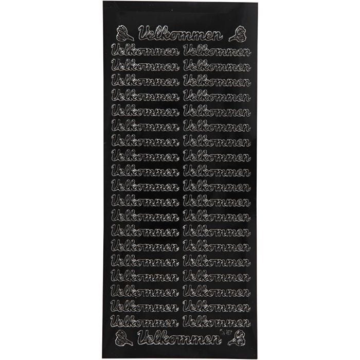 Autocollants, velkommen, feuille 10x23 cm, noir, 1 flles