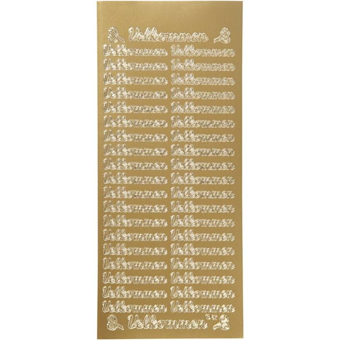 Autocollants, velkommen, feuille 10x23 cm, or, 1 flles