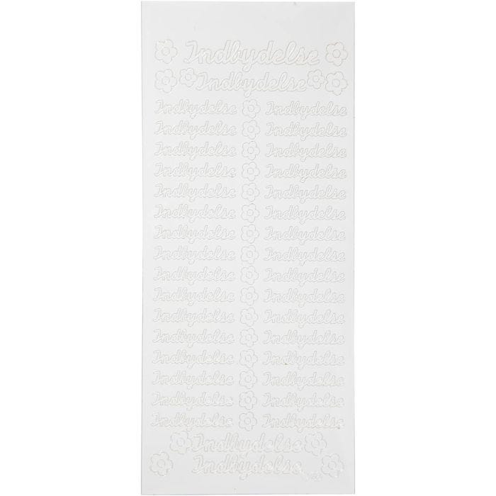 Autocollants, indbydelse, feuille 10x23 cm, blanc, 1 flles