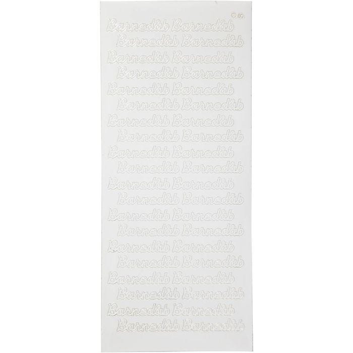 Autocollants, barnedåb, feuille 10x23 cm, blanc, 1 flles