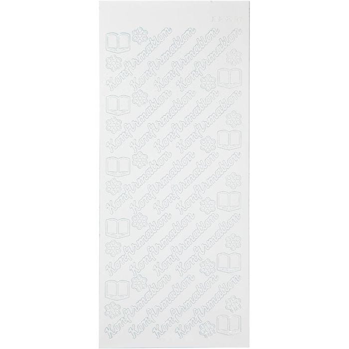 Autocollants, konfirmation, feuille 10x23 cm, blanc, 1 flles