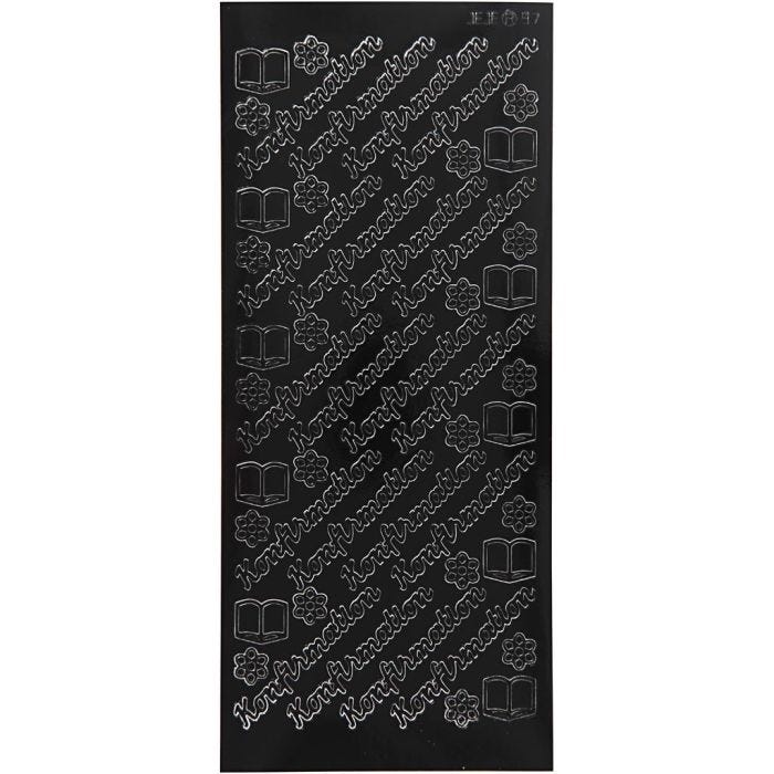 Autocollants, konfirmation, feuille 10x23 cm, noir, 1 flles