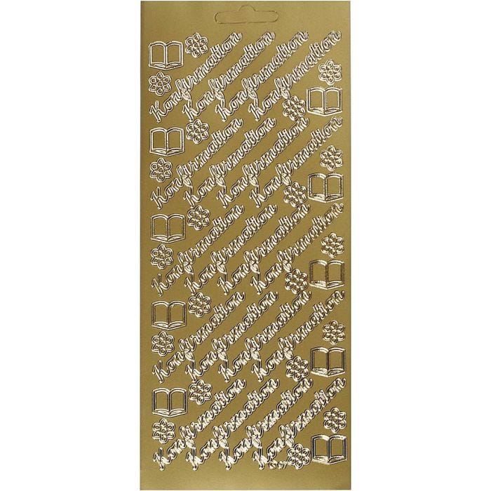 Autocollants, konfirmation, feuille 10x23 cm, or, 1 flles