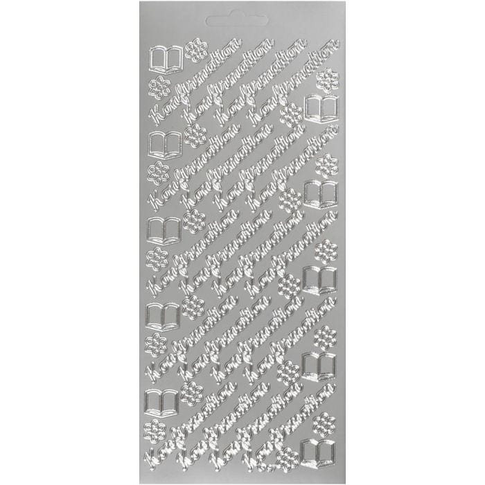 Autocollants, konfirmation, argent, 1 flles