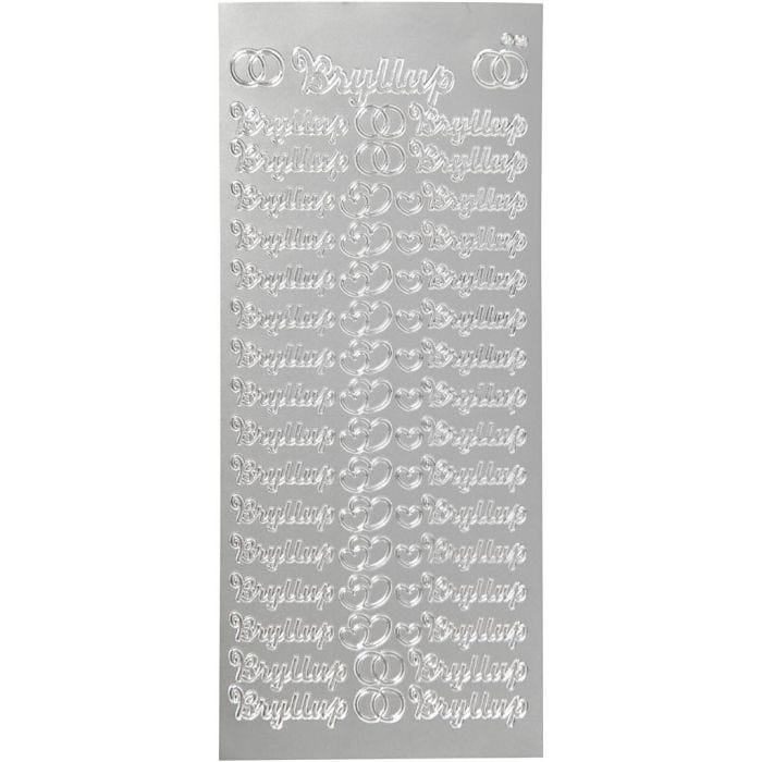 Autocollants, bryllup, feuille 10x23 cm, argent, 1 flles