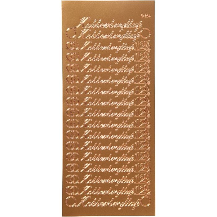 Autocollants, kobberbryllup, feuille 10x23 cm, copper, 1 flles