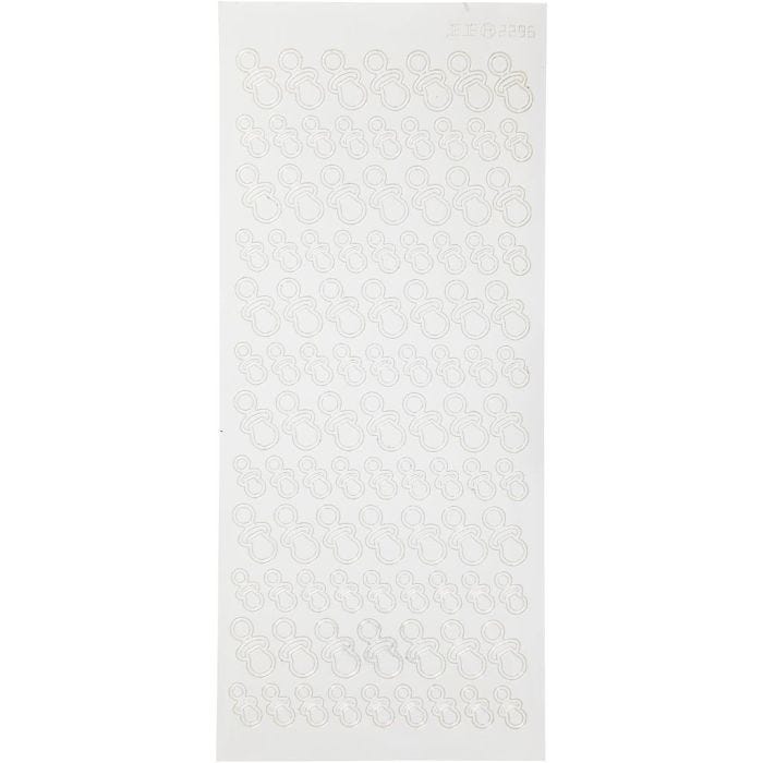 Autocollants, sucettes, feuille 10x23 cm, blanc, 1 flles