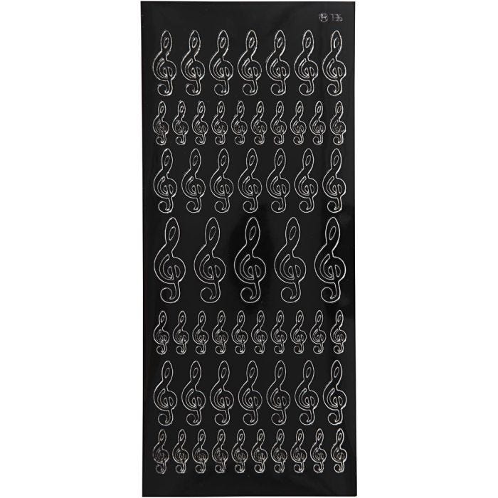 Autocollants, clé de sol, feuille 10x23 cm, noir, 1 flles