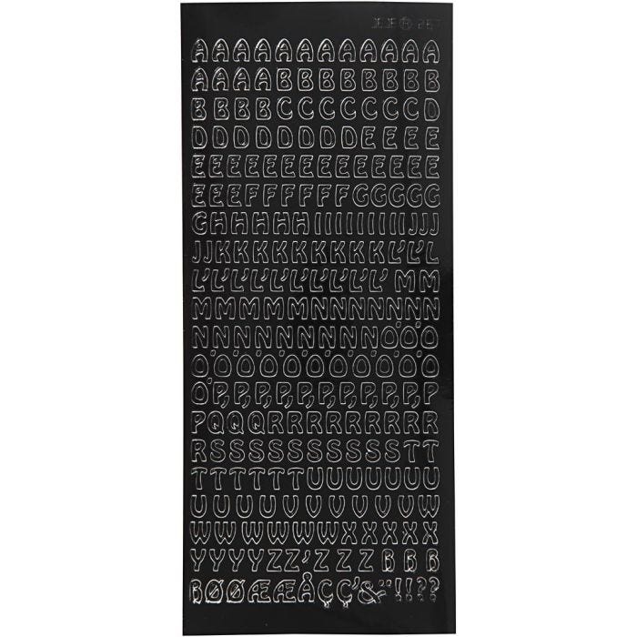 Autocollants, petites lettres, majuscule, feuille 10x23 cm, noir, 1 flles