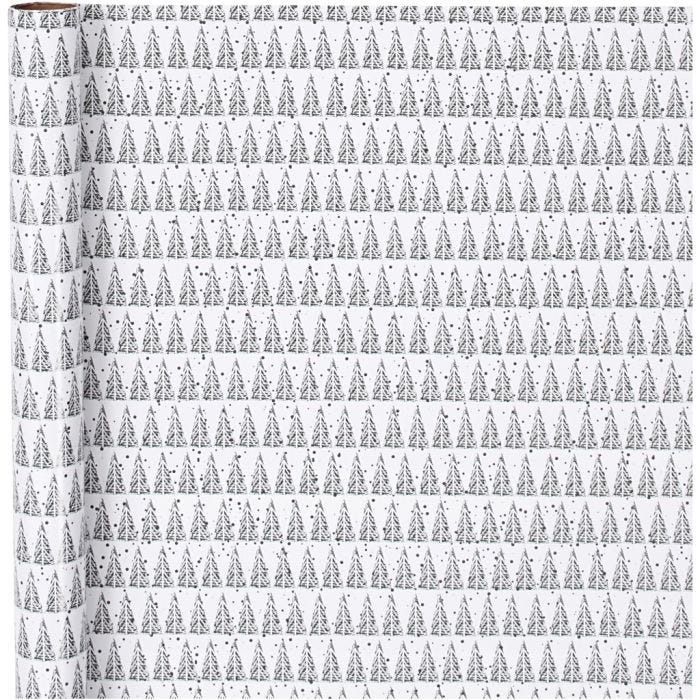 Papier cadeau, pin, L : 70 cm, 80 gr, vert, blanc, 4m/ 1 rouleau