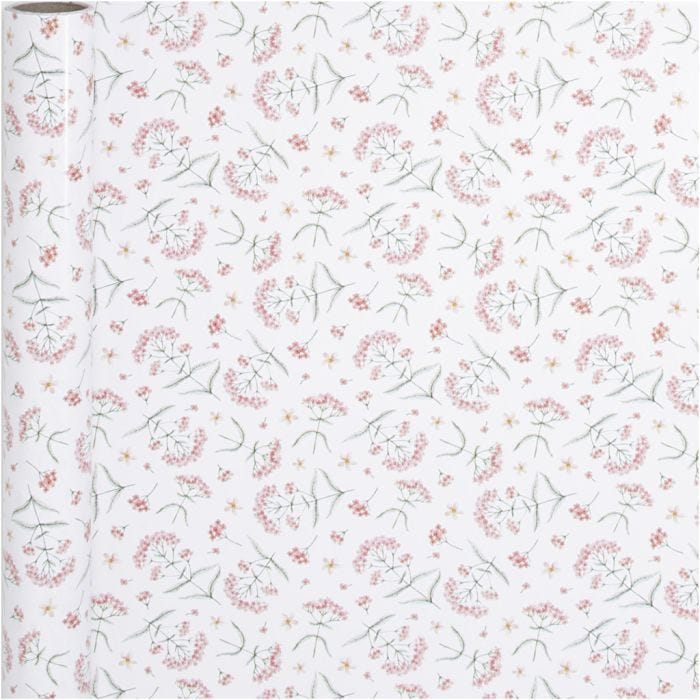 Papier cadeau, Fleurs, L : 50 cm, 80 gr, 5 m/ 1 rouleau