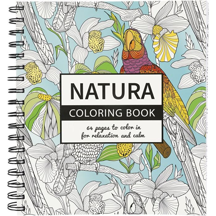 Livre de coloriage anti-stress, nature, dim. 19,5x23 cm, Nombre de pages 64, 1 pièce