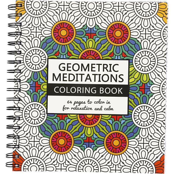 Livre de coloriage anti-stress, Géométrique, dim. 19,5x23 cm, Nombre de pages 64, 1 pièce