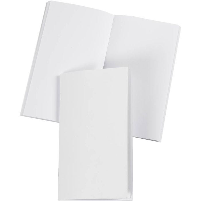 Cahier, dim. 9,5x16,6 cm, brillante, Nombre de pages 32, 100 gr, blanc, 1 pièce