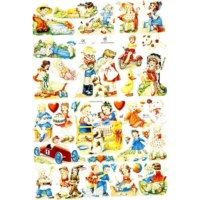 Découpes vintage, enfants, feuille 16,5x23,5 cm, 2 flles/ 1 Pq.