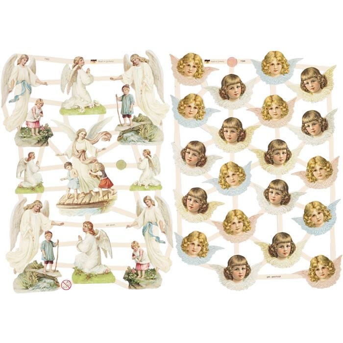 Découpes vintage, Anges nostalgiques, feuille 16,5x23,5 cm, 2 flles/ 1 Pq.