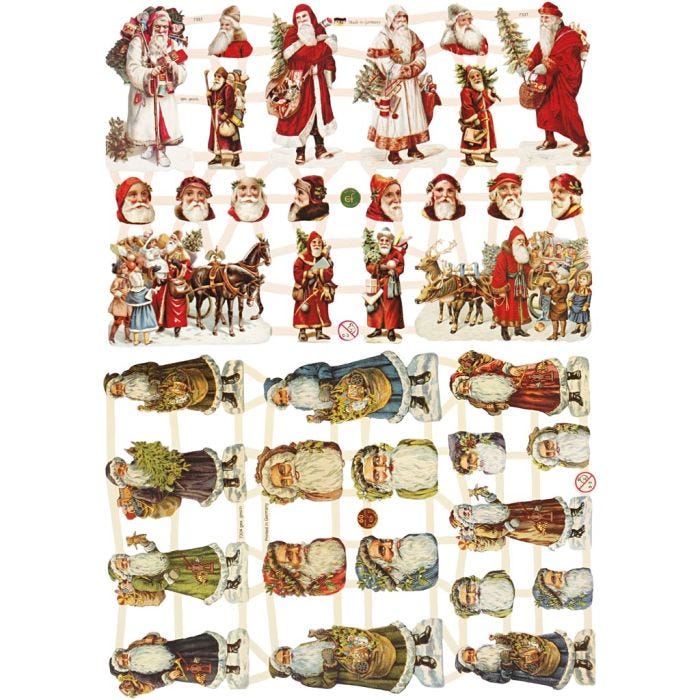 Découpes vintage, Père Noël, feuille 16,5x23,5 cm, 2 flles/ 1 Pq.