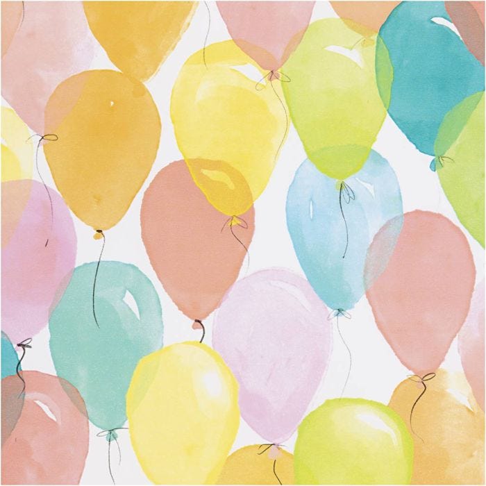 Papier cadeau, Ballons, L : 50 cm, 80 gr, couleurs pastel, 100 m/ 1 rouleau