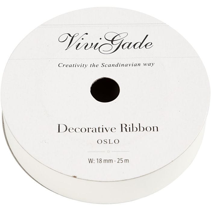 Ruban cadeau, L : 18 mm, mate, blanc, 25m/ 1 rouleau