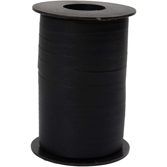 Ruban cadeau, L : 10 mm, mate, noir, 250m/ 1 rouleau