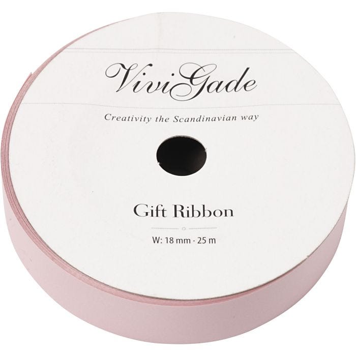Ruban cadeau, L : 18 mm, mate, rose clair, 25m/ 1 rouleau