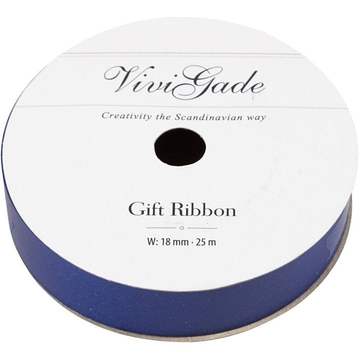 Ruban cadeau, L : 18 mm, mate, bleu, 25m/ 1 rouleau