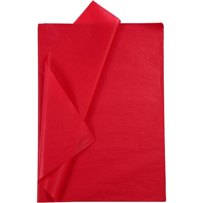 Papier de soie, feuille 50x70 cm, 17 gr, rouge, 10flles/ 1 Pq.