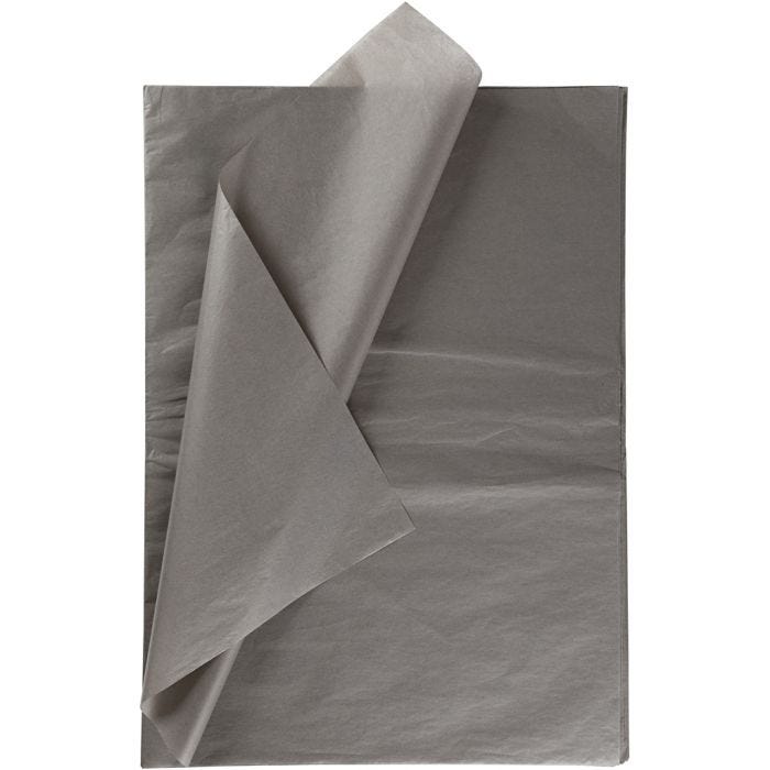 Papier de soie, feuille 50x70 cm, 14 gr, gris foncé, 10 flles/ 1 Pq.