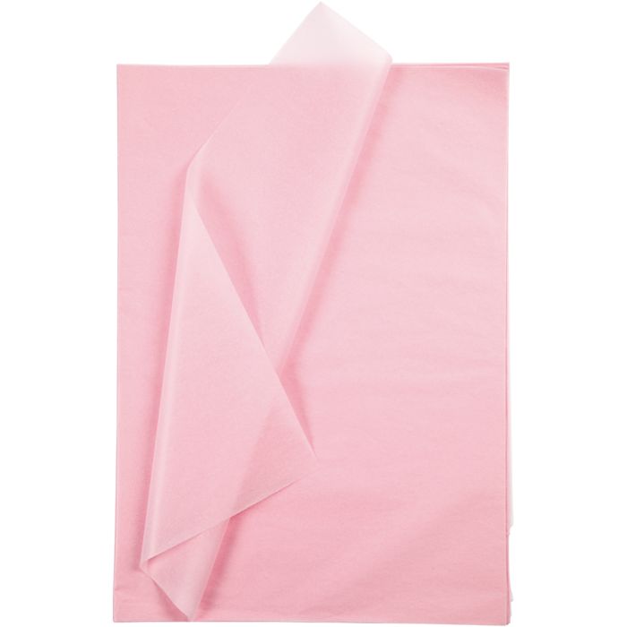 Papier de soie, feuille 50x70 cm, 17 gr, rose clair, 25flles/ 1 Pq.