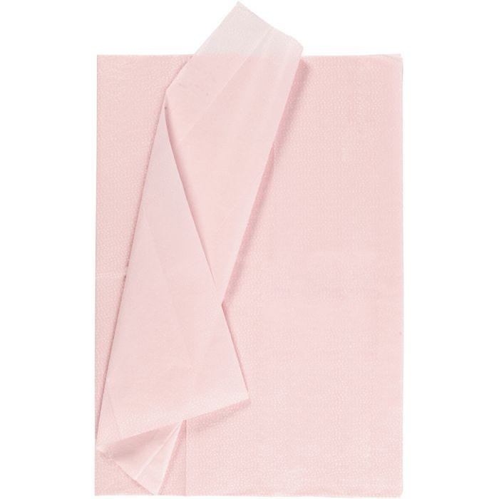 Papier de soie, avec des points, feuille 50x70 cm, 14 gr, rose clair, 6flles/ 1 Pq.