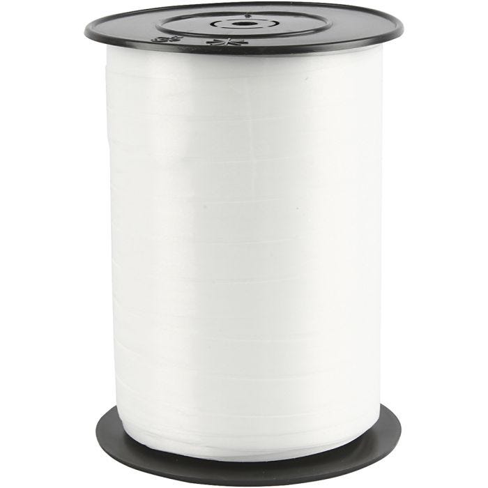 Ruban cadeau, L : 10 mm, brillante, blanc, 250m/ 1 rouleau