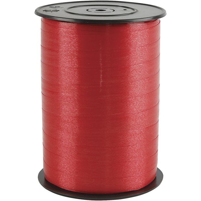 Ruban cadeau, L : 10 mm, brillante, rouge, 250m/ 1 rouleau
