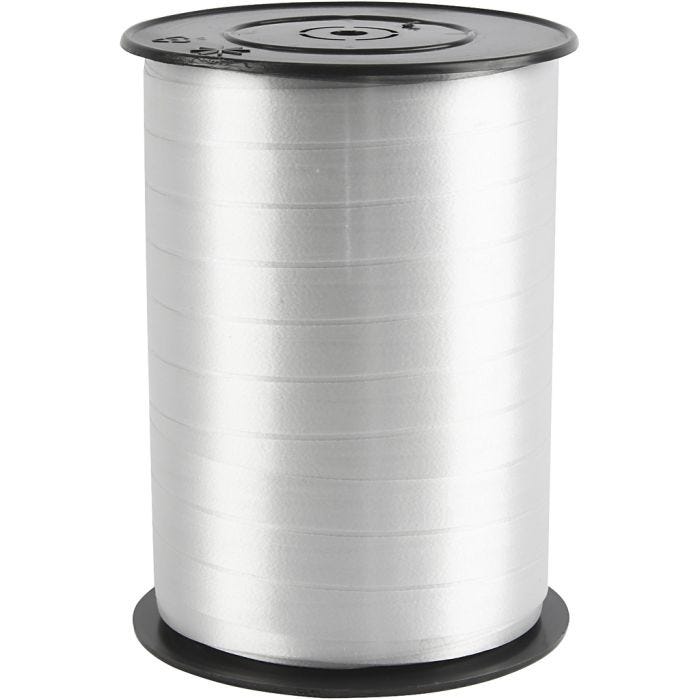 Ruban cadeau, L : 10 mm, brillante, argent, 250m/ 1 rouleau